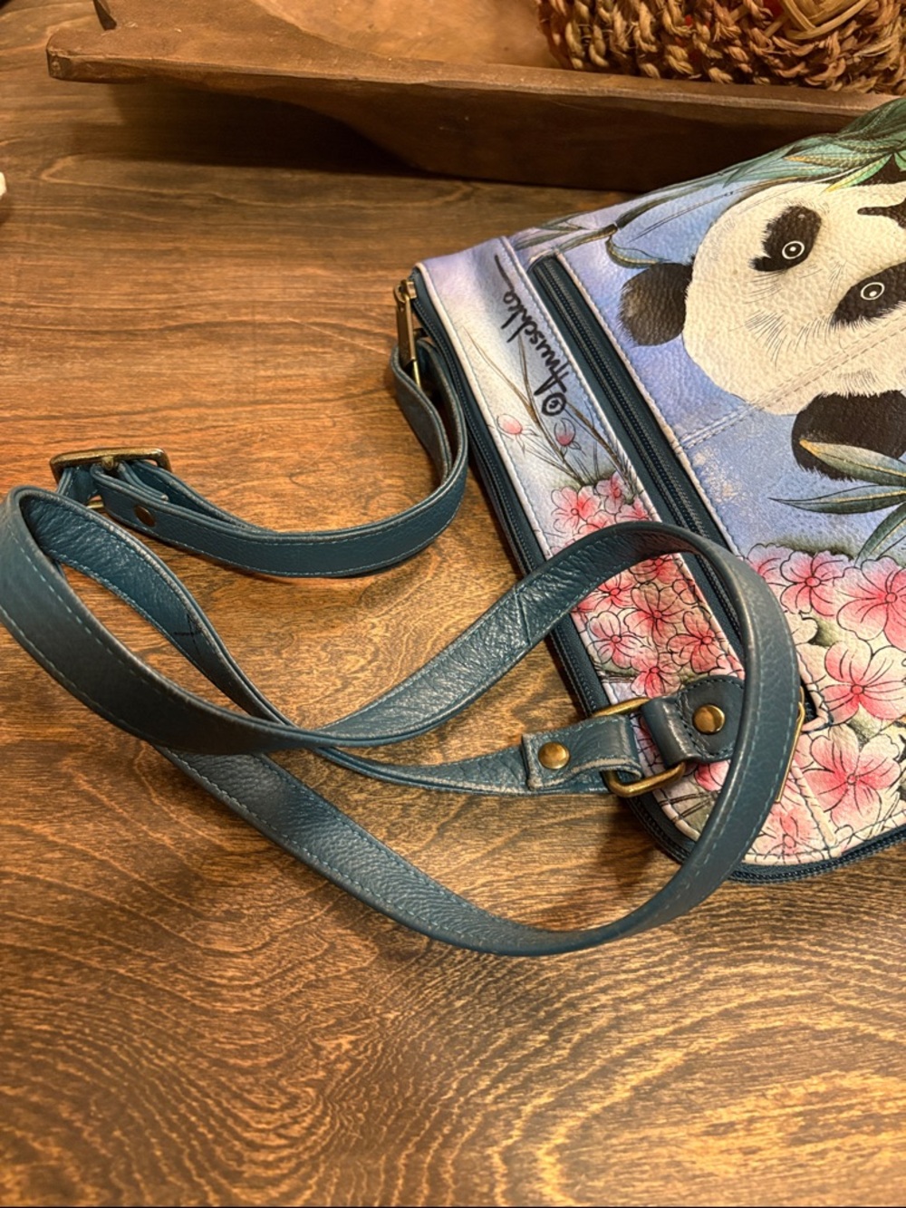 Preloved - Anuschka, Hand-painted Panda Crossbody Bag - Picture 10 of 15